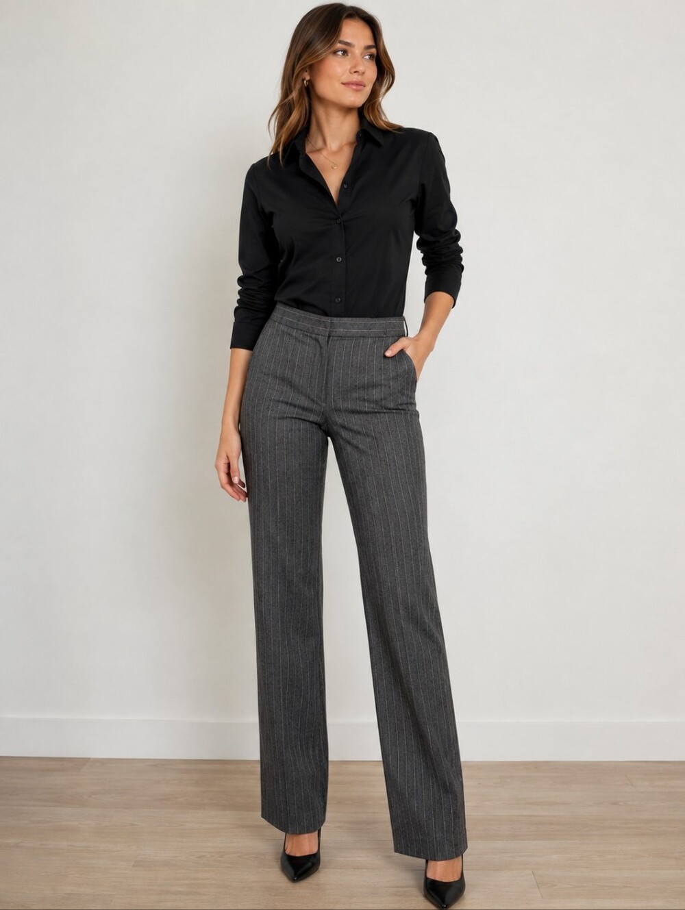 Brooks Brothers Gray Pinstripe Wool Blend Dress Pants Size 8 Italian Made
